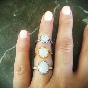 Lot of 3 faux opal rings - size 6